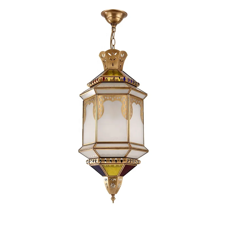 Retro Elegant Atmosphere Brass Chandelier Arab Muslim Retro Style Copper Chandelier Neoclassical Copper Lamp