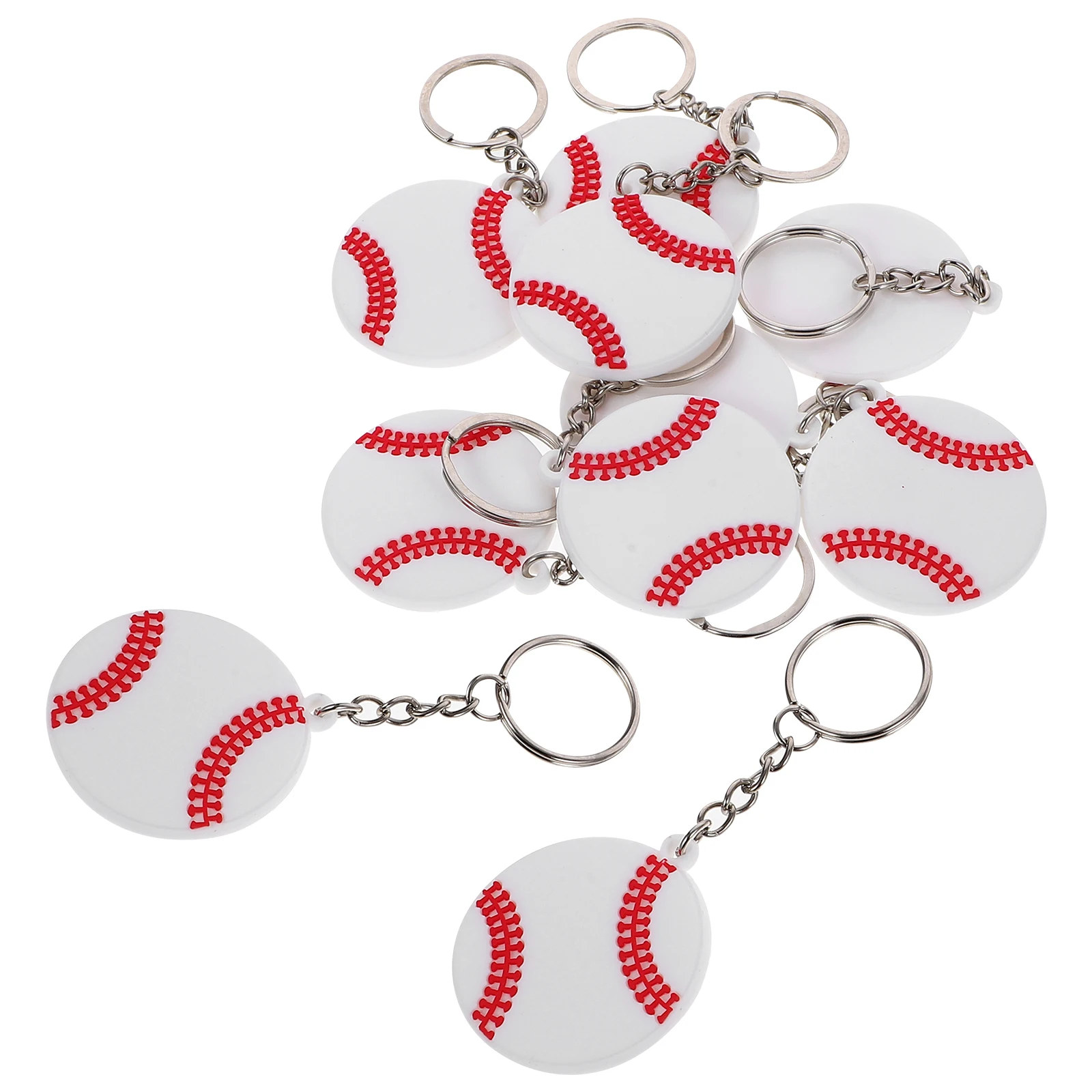 

10pcs Sports Ball Keychains PVC Backpack Hanging Decor Key Pendant Creative Keyrings for Boys Bag Sports Party Favors