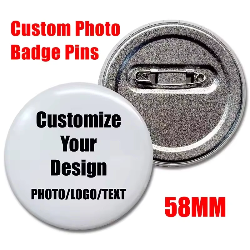 Diy Tinplate Badges Personalized Handmade Brooches Custom Photo Handwriting Text or Graphic Pins Accessory Gifts for Kids Girls