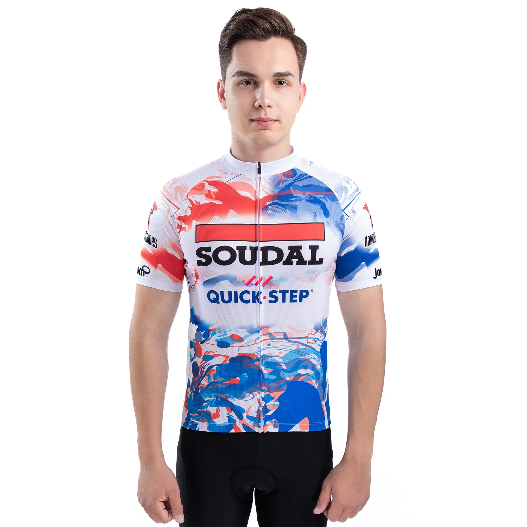 2025 Soudal Quick Step Team Cycling Jersey Short Sleeve Men France Cycling Clothing Yellow Green White Polka dot Road Bike Shirt