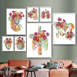 5D DIY Diamond Painting Full Square Diamond Mosaic Cross Stitch Kit Rhinestone Pictures Anatomy Medical Floral Organs Heart Lung