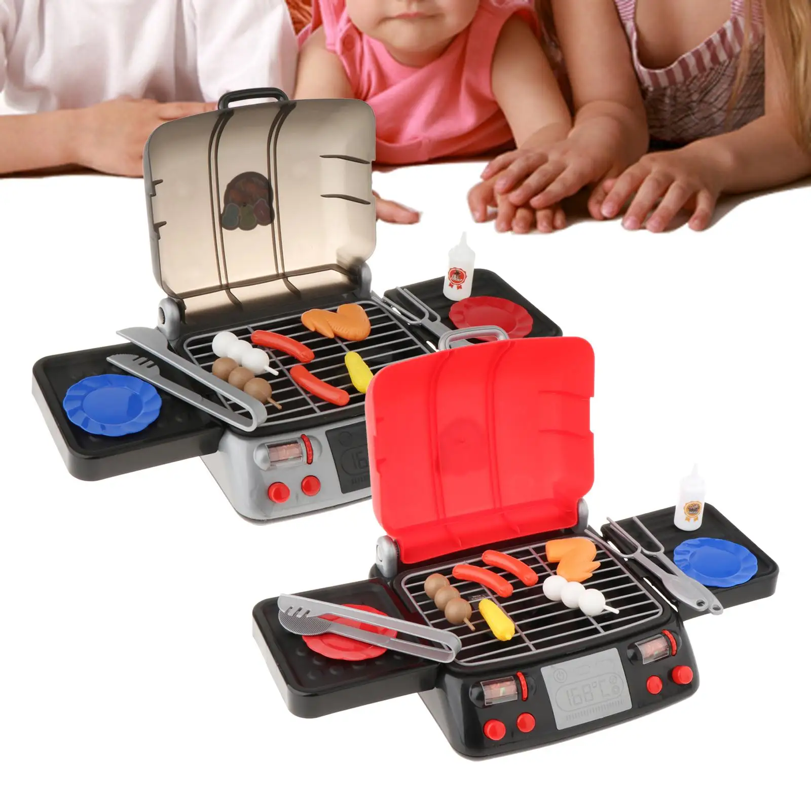 Rollenspiel, Grillspielzeug, Kinderspiele, Lebensmittelsets für Kinder ab 3 Jahren, Lernspiel,