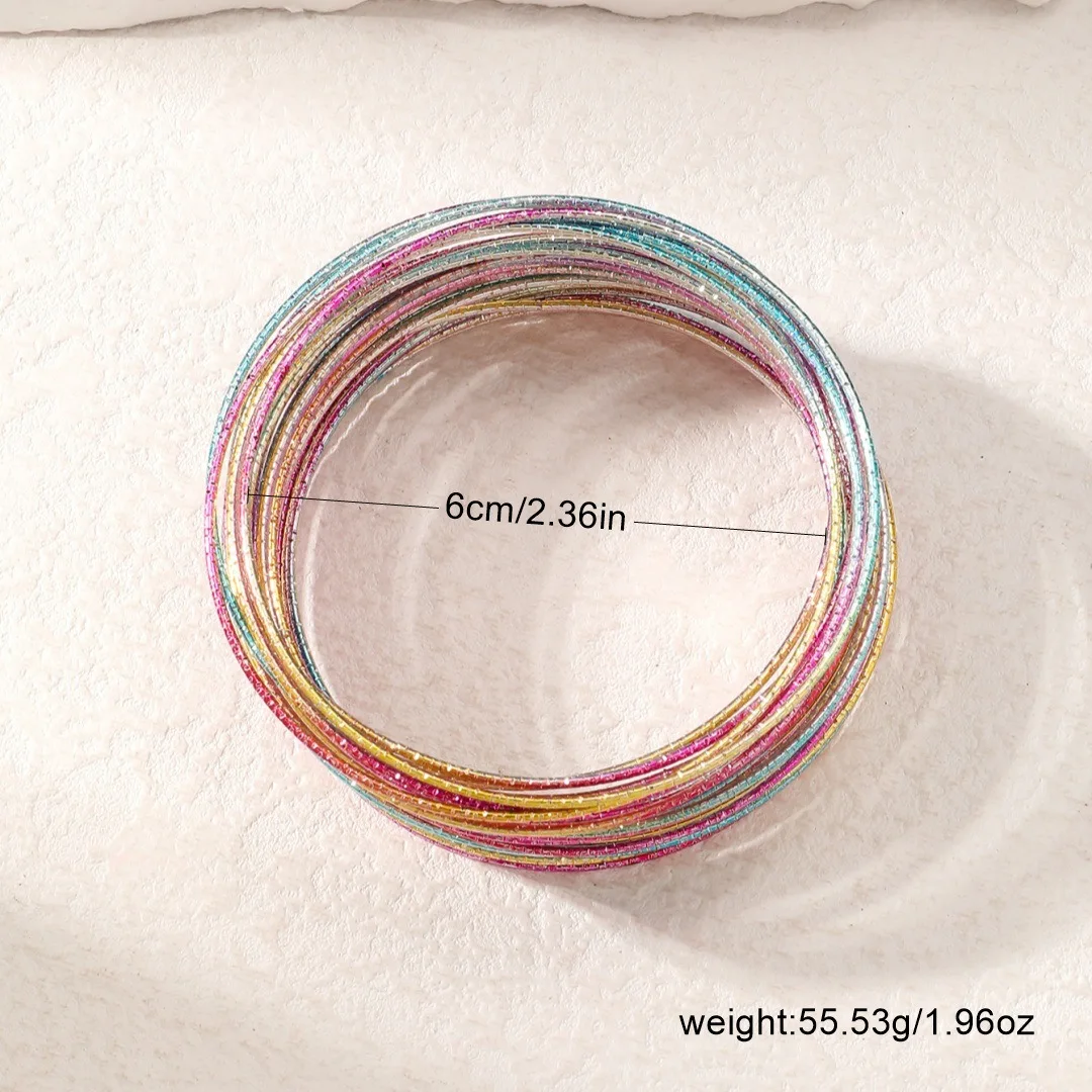 30PCS New Fashion Handmade Ethnic Colorful Circle Bangles for Women Fashion Layered Bracelet Hip-hop Wristband Jewelry