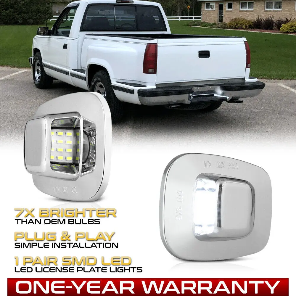 

[CHROME BEZEL] Full LED License Plate Light For Chevy C/K 1500 2500 3500 Pickup