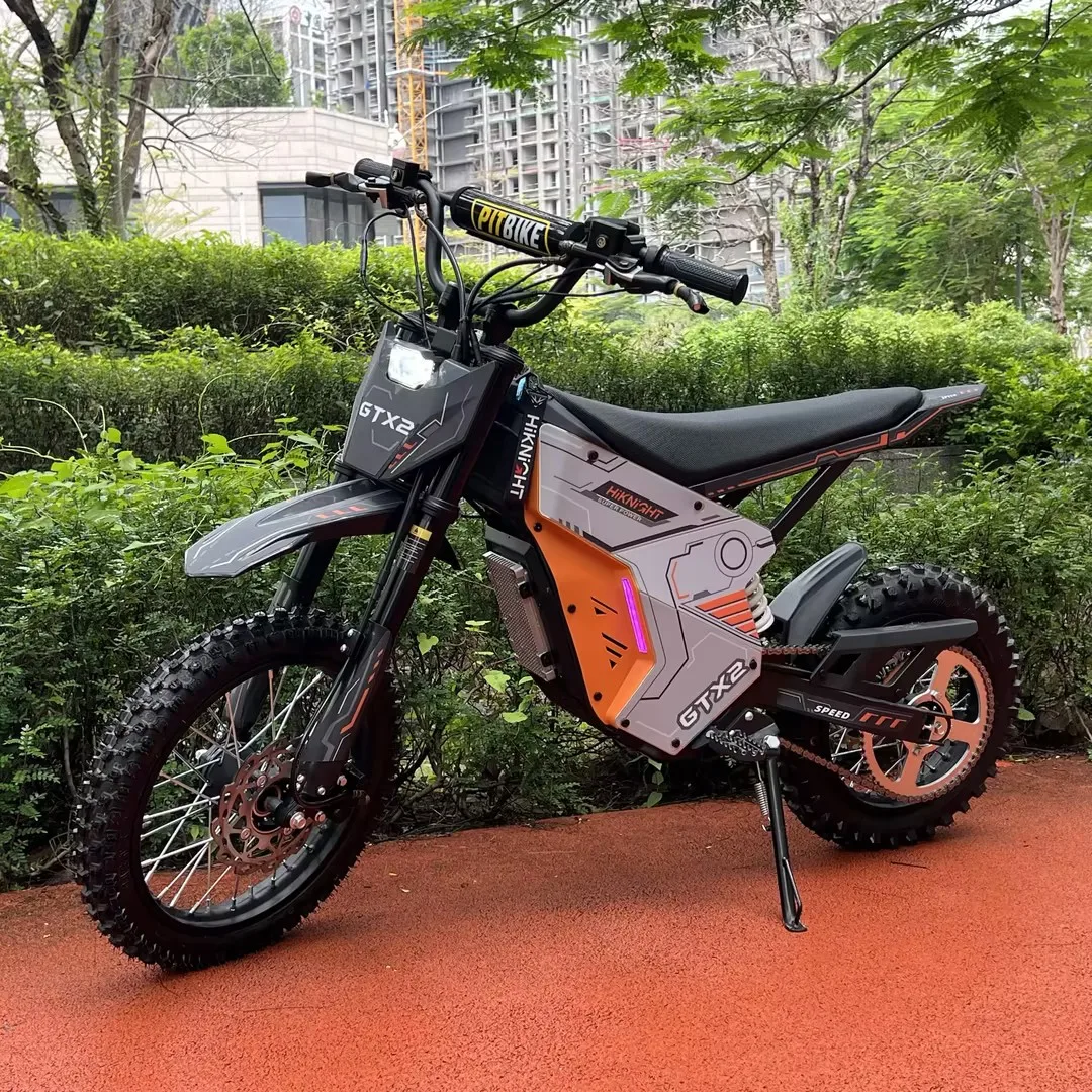 HIKNIGHT NEW GTX2 5000W Peak Youth Electric Off Road Bicycle, RGB Thick Tire High Power Electric Motorcycle, Suitable for People over 13 Years Old, Suitable for All Terrains Including Off-Road, Mountainous, Snowy, Sandy and Urban Roads