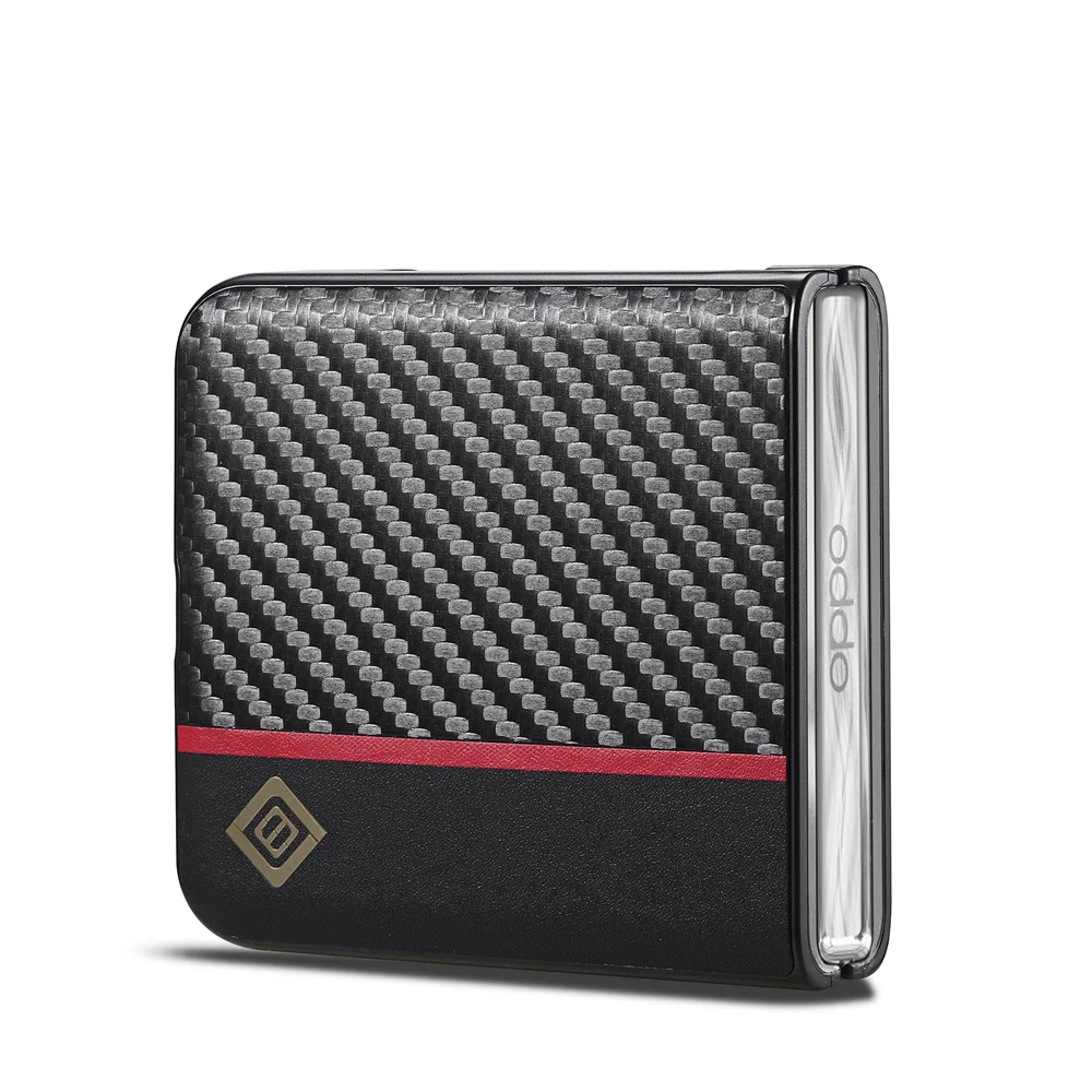 

Light Luxury Carbon Fiber Texture Folding Leather Case for OPPO Find N3 Flip Microfiber Linning Soft Edge Rugged Protective Case