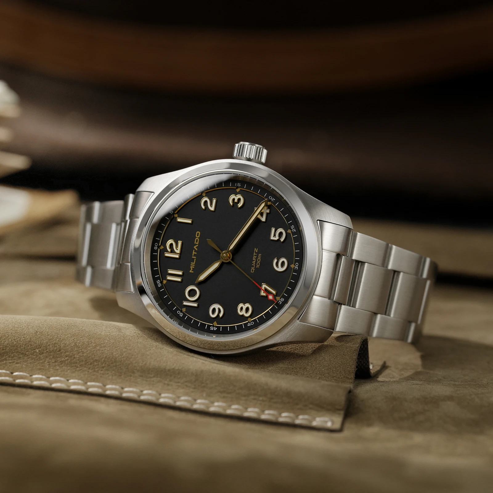 Militado ML08 Quartz Watch Ronda 515/VH31 Movement Domed Sapphire Wristwatch BGW9 Luminous 10Bar Waterproof 38mm Vintage Watches