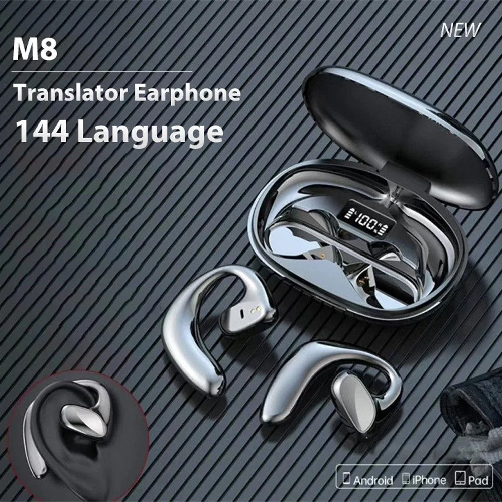 144Language Translation Headset Simultaneous Translator Headset Business Interpretation Earphone Travel Gift Translation Earbuds