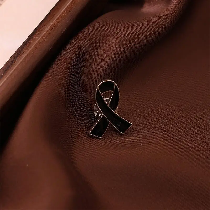 10Pcs Black Ribbon Pin Badge Brooch Funerals Memorial Pin Enamel Black Ribbon Alloy Pin Badge Brooch Clothing Accessory Pin