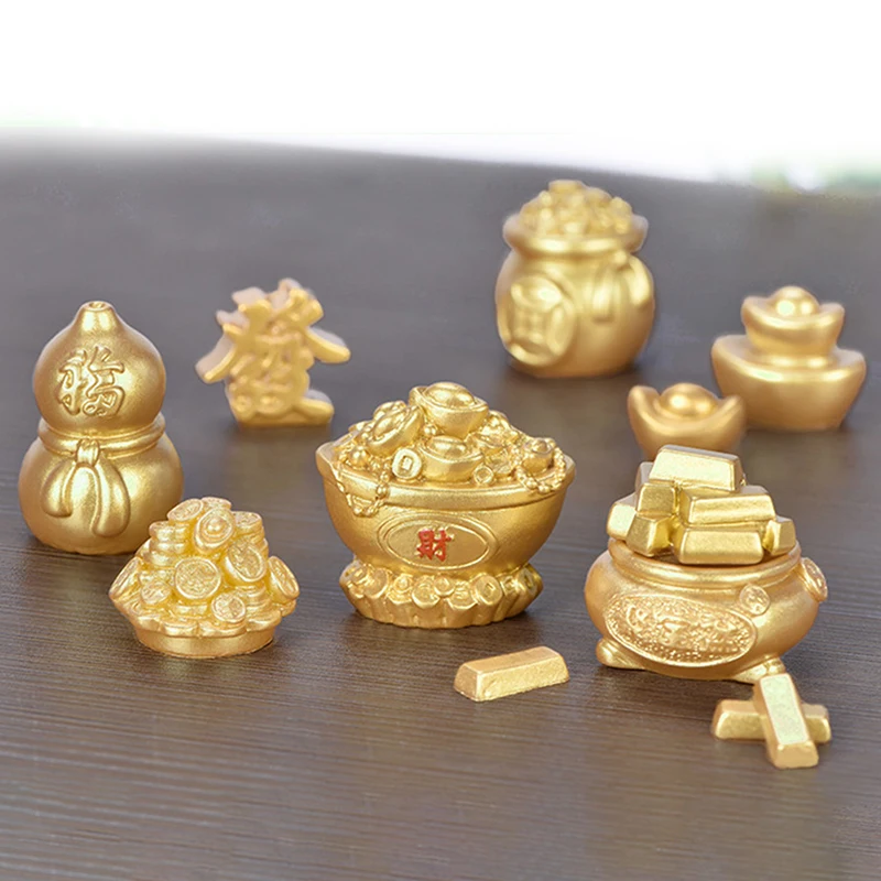 

Micro Landscape DIY Resin Crafts New Year Gold Accessories Ingot Tree Gourd Boat