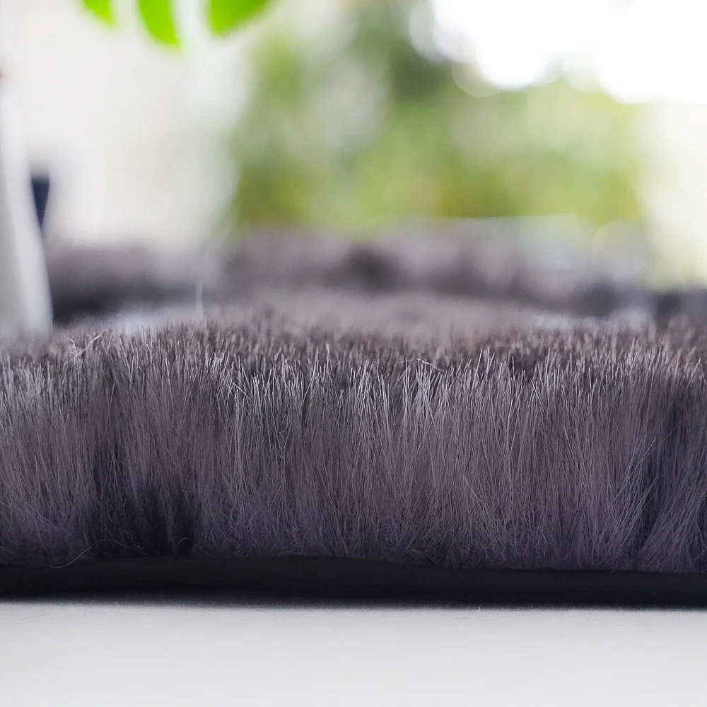 Long Hair Faux Fur Grey Splicing Style Round Carpet for Bedroom Decor Fluffy Area Rugs for Living Room Washable Decor mat