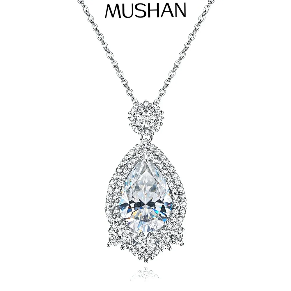 MuShan Luxury Jewelry 925 Sterling Silver Necklace 20IN Refined Star Moissanite Her 18K Gold Plated MST Patent GRA Certified