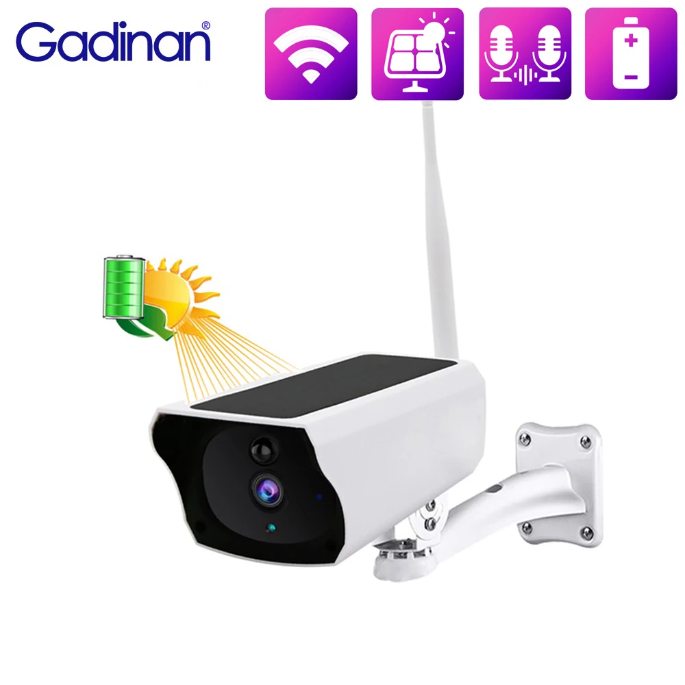 

Gadinan WIFI Outdoors Solar Panel Battery IP Camera Two Way Audio Security Camera 2MP(1080P) Wireless PIR Surveillance Camera