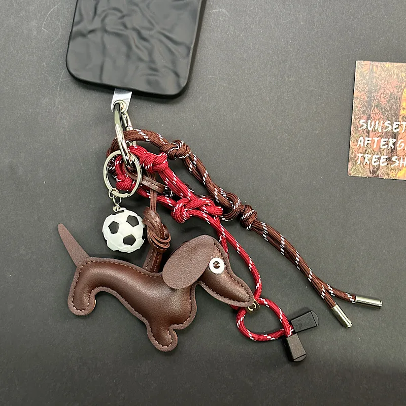 Premium Sausage Dog PU Leather Pendant Suitable for Mobile Phone Bag Pendant Accessories Keychain Couple Pendant