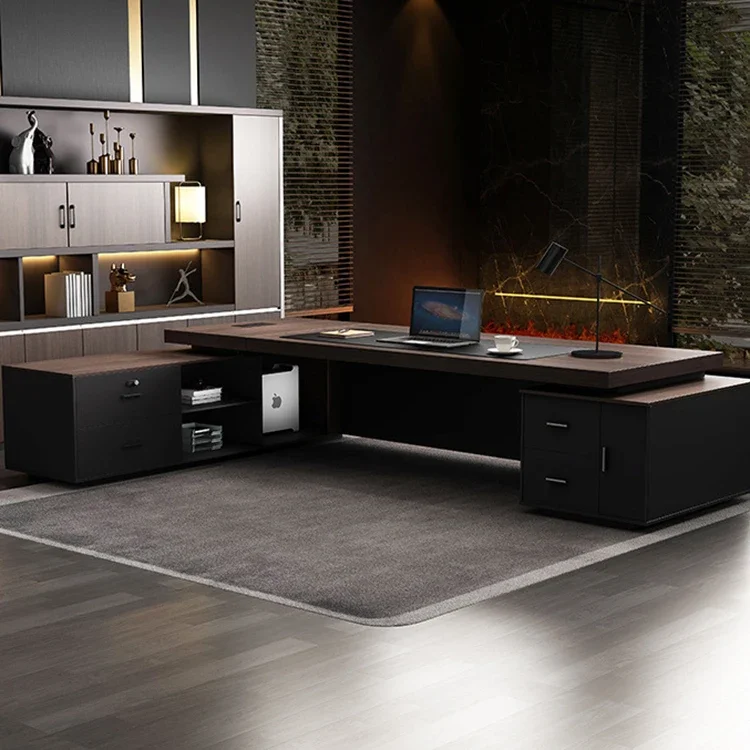 -Customized Office Desks CEO Furniture Wooden Luxury L Shaped Table Furniture Office Executive Table