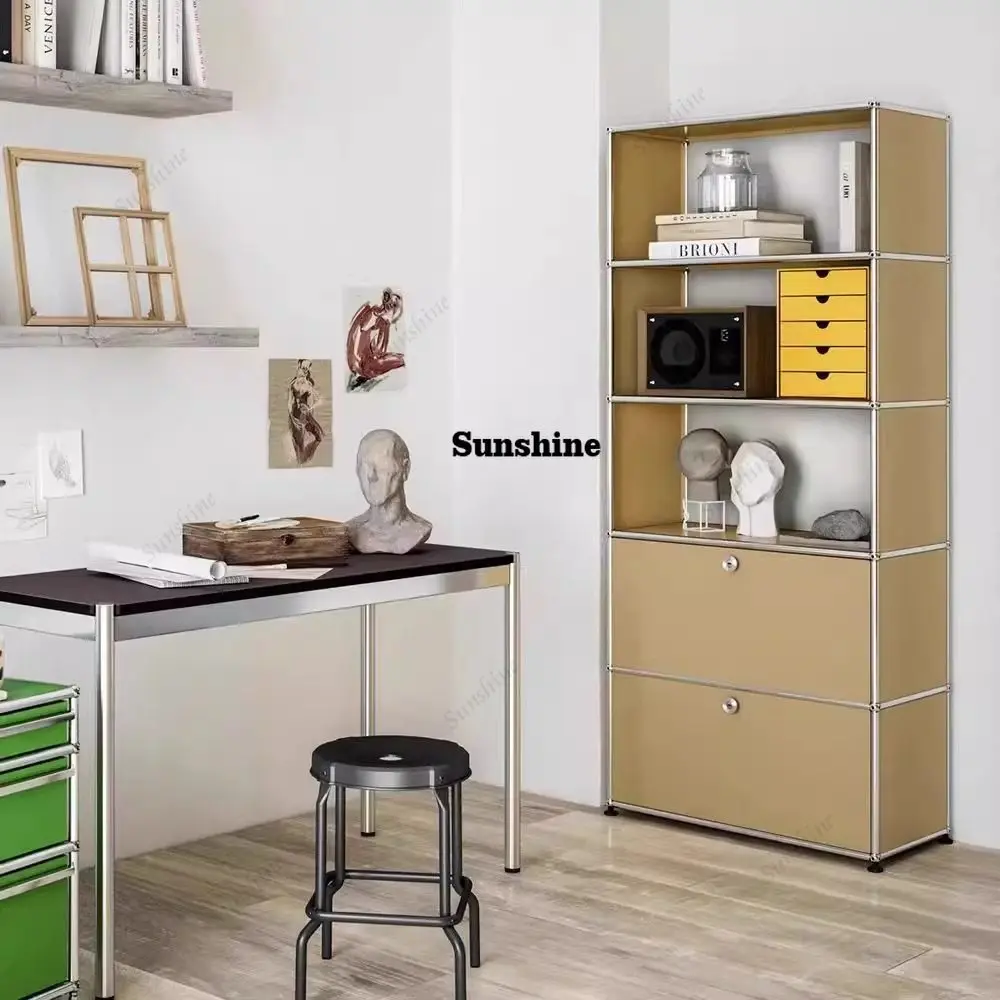Nordic medieval ins style dining side cabinet module combination stainless steel modern simple storage