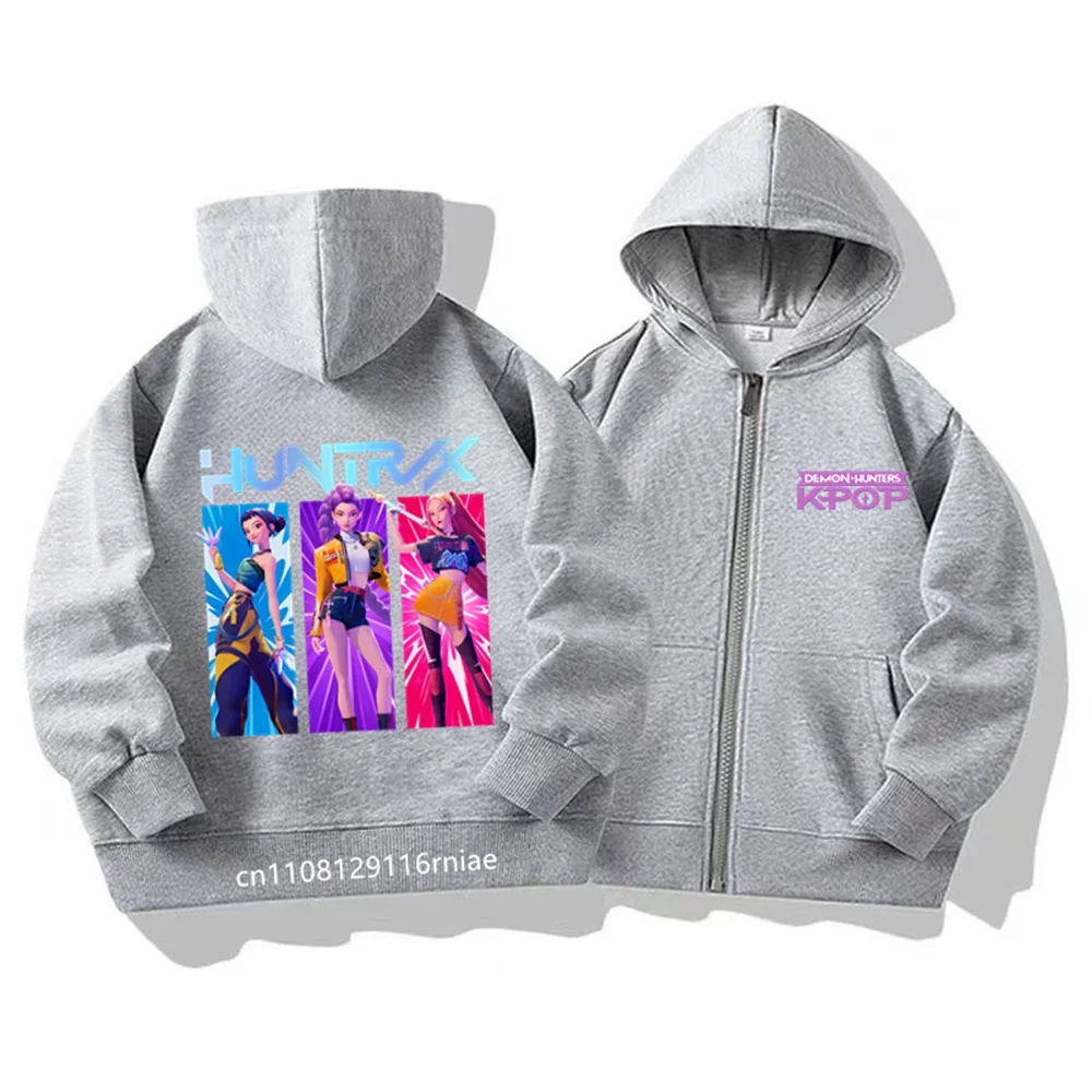 هوديي KPop شيطان الصيادين الأطفال بلايز سستة نمط معطف الفتيان الفتيات السود الوردي ملابس الأطفال مناسبة سن 3-12 البلوز #3