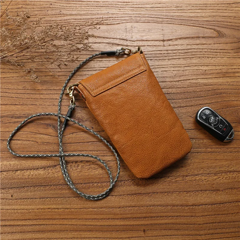 Genuine Leather Shoulder Bag For Men Origianal Cowhide Vintage Casual Small Messenger Crossbody Bags Mobile Phone Cellphone Bag