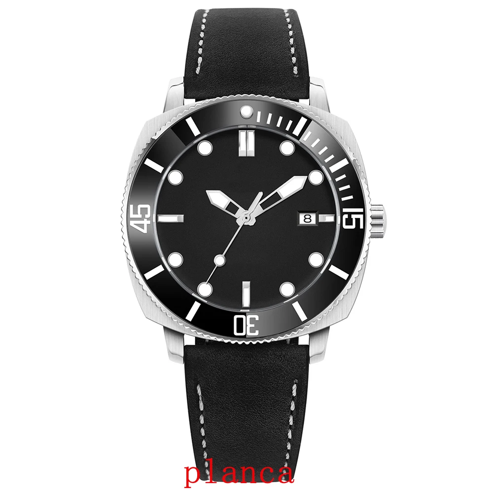 Jam Tangan Pria Kaca Safir Otomatis Relogio Masculino 42mm NH35 Mekanik Tali Kulit Dial Putih Hitam