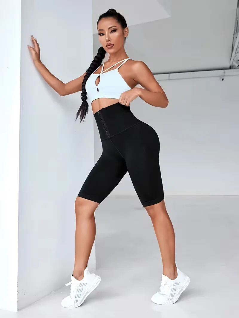 กางเกงเลกกิ้งห้าจุดพร้อมสายรัดเอว กางเกงเอวยางยืด กางเกงกระชับหน้าท้อง กางเกงโยคะทรงสลิม สามารถสวมใส่ที่บ้านและนอกบ้านได้