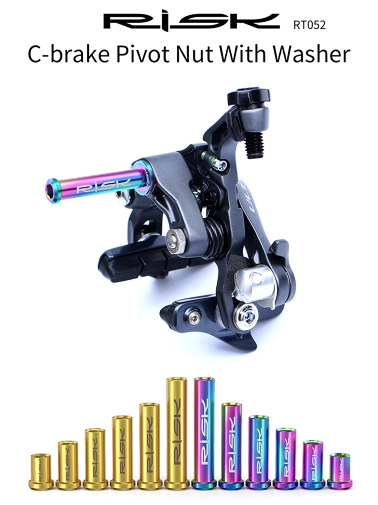 AliExpress RISK Titanium Alloy Road Bike C Brake Pivot Nut With Washer C Front Rear Brake Caliper Screw Bolt M6x10/15/20/25/30/40mm UT6800