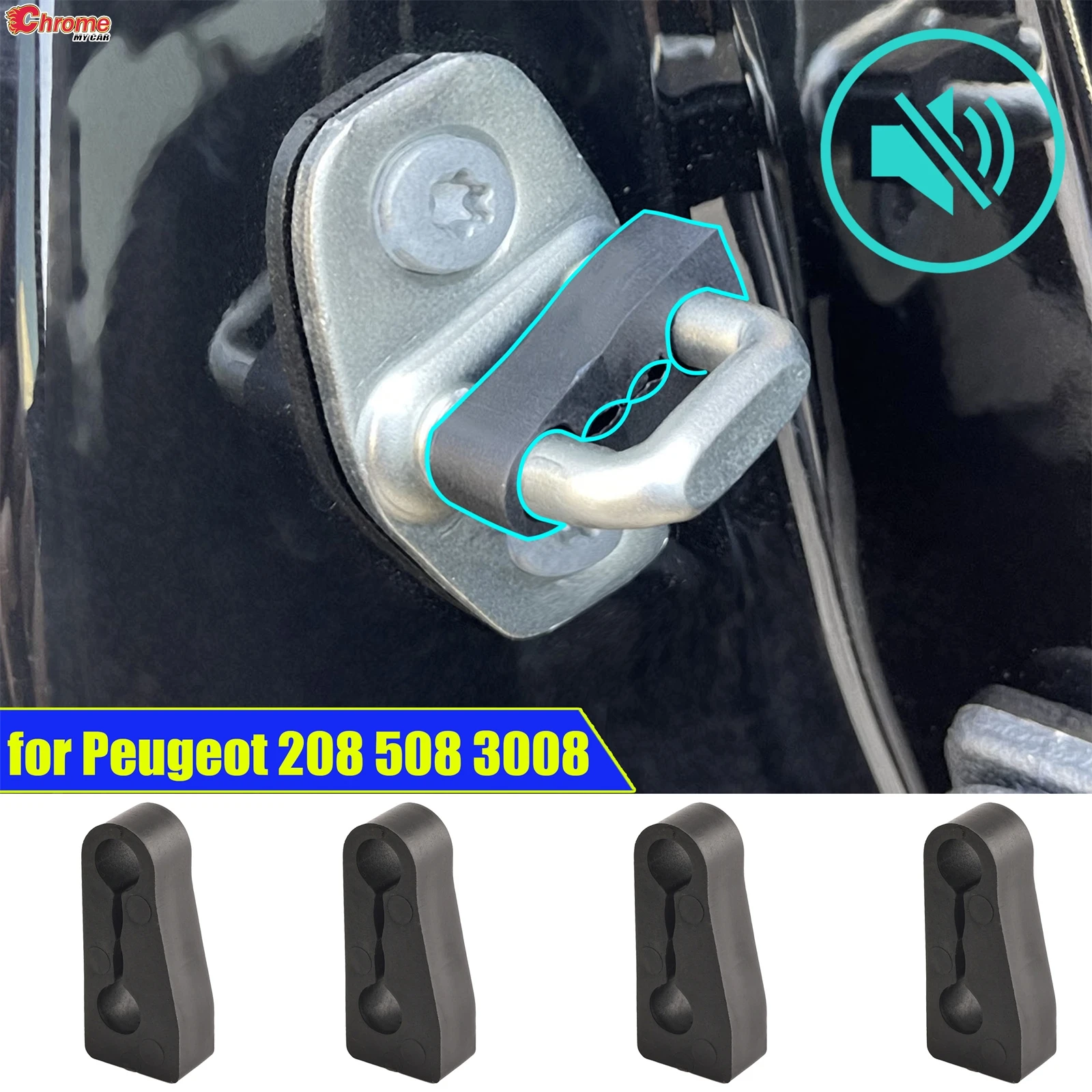 Car Door Lock Sound Deadener Damper Buffer For Peugeot 208 308 508 2008 3008 5008 Partner Rattling Screaks Quiet Noise Deaf Seal