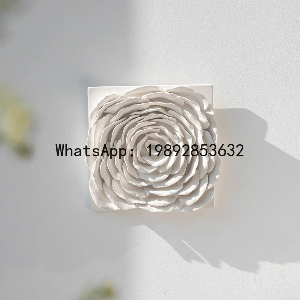 x17Wall Decoration Wall Hanging Ceramic Handmade Three-dimensional Rose Artificial Flower Porcelain Painting Picture Frame