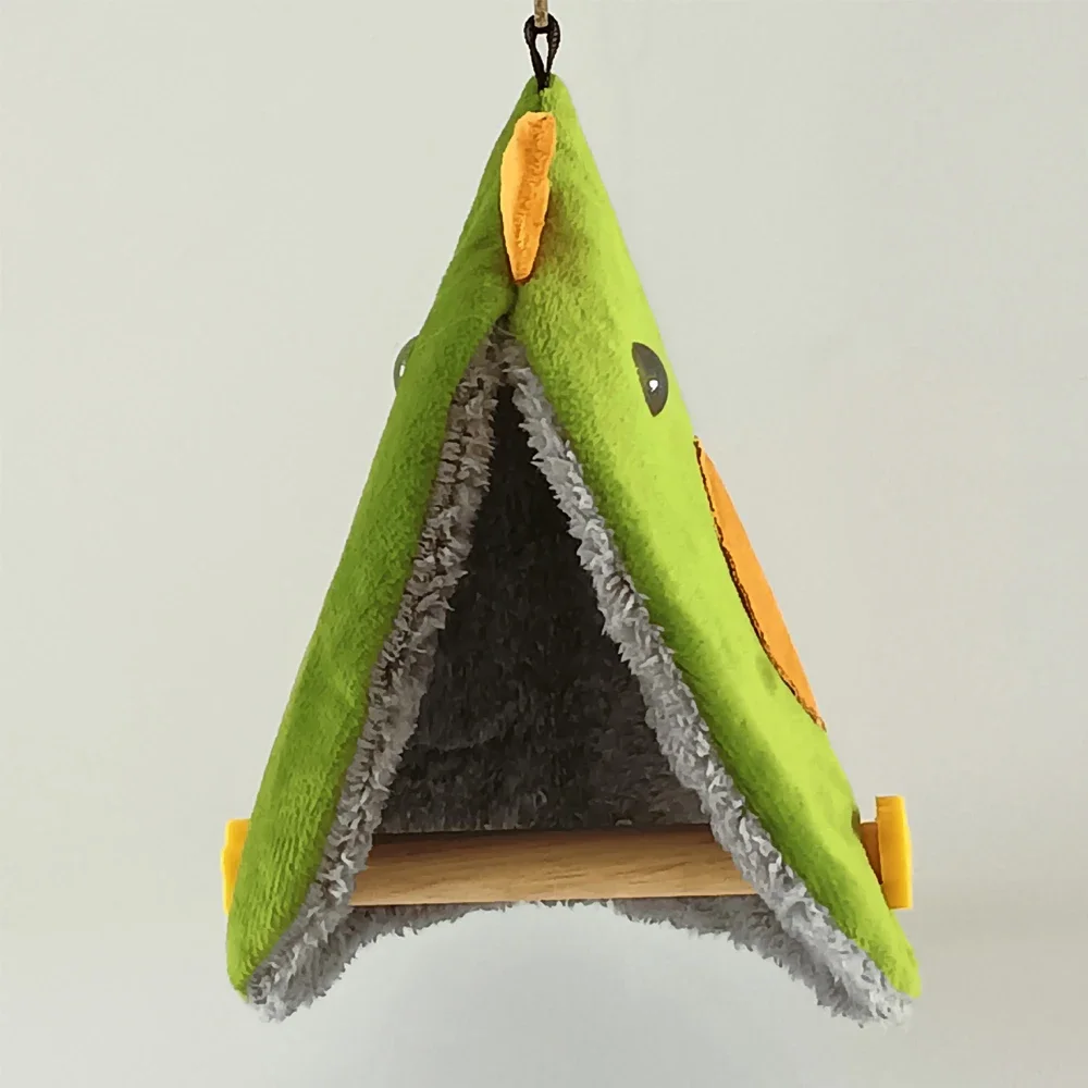 Cute Bird Parrot Nest Soft Plush Bird Parrot Hammock Warm Hanging Bed Snuggle Hut Warm Bird Tent Nest Standing Branch Toy House