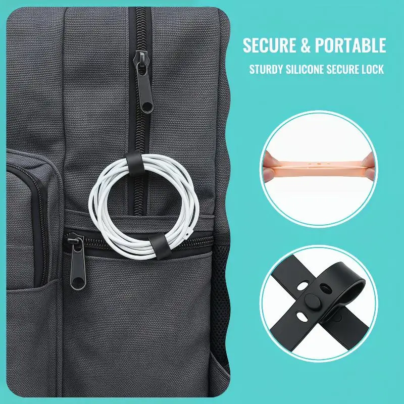Cable Organizer Silicone Wire Binding Keeps Data Cables Neat Multi Size Bobbin Winders for Desk Office Home Use