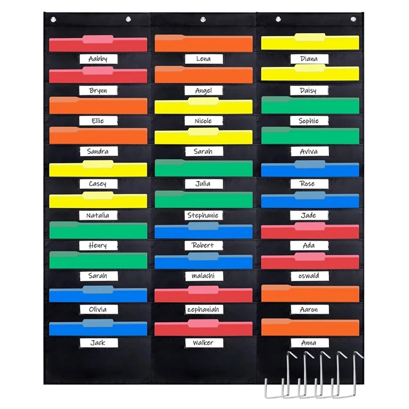 

30 Pocket File Pocket Chart, 42Inch Wide X 47Inch Tall - Versatile Wall Hanging File Folder Organizer For Classroom