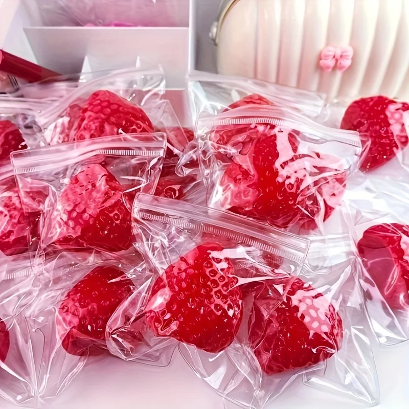Rot glänzendes großes Quetschspielzeug in Erdbeerform, weiches Kristall-Erdbeer-Quetschspielzeug, Geschenkbox-Verpackung, handgefertigtes Quetschspielzeug zum Selbermachen,