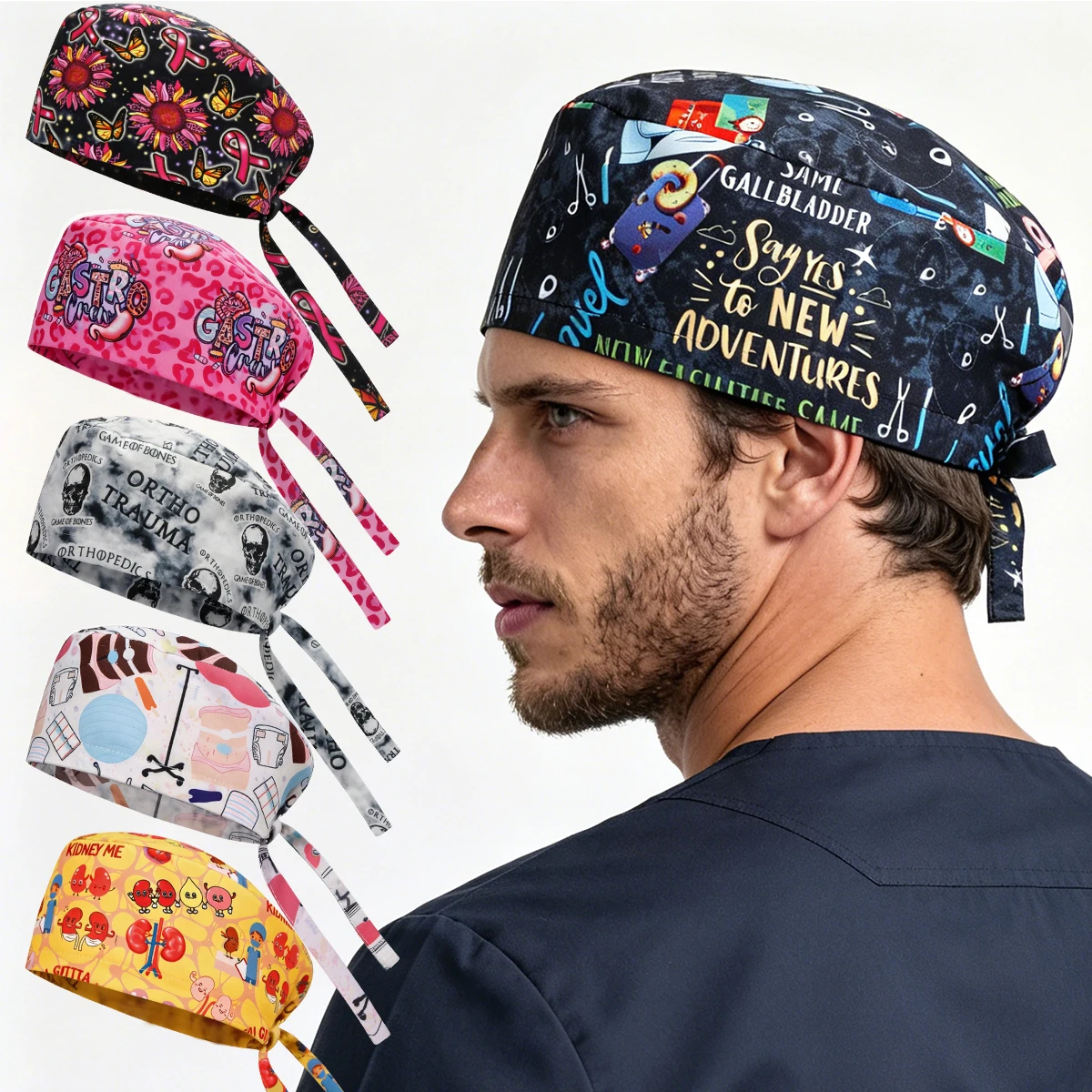 2026 Printed Caps Nursing Cap Health Worker Scrub Cap Surgeon Dentist Surgical Hat Nurse Accessories Clinic Surgeon Caps F1339