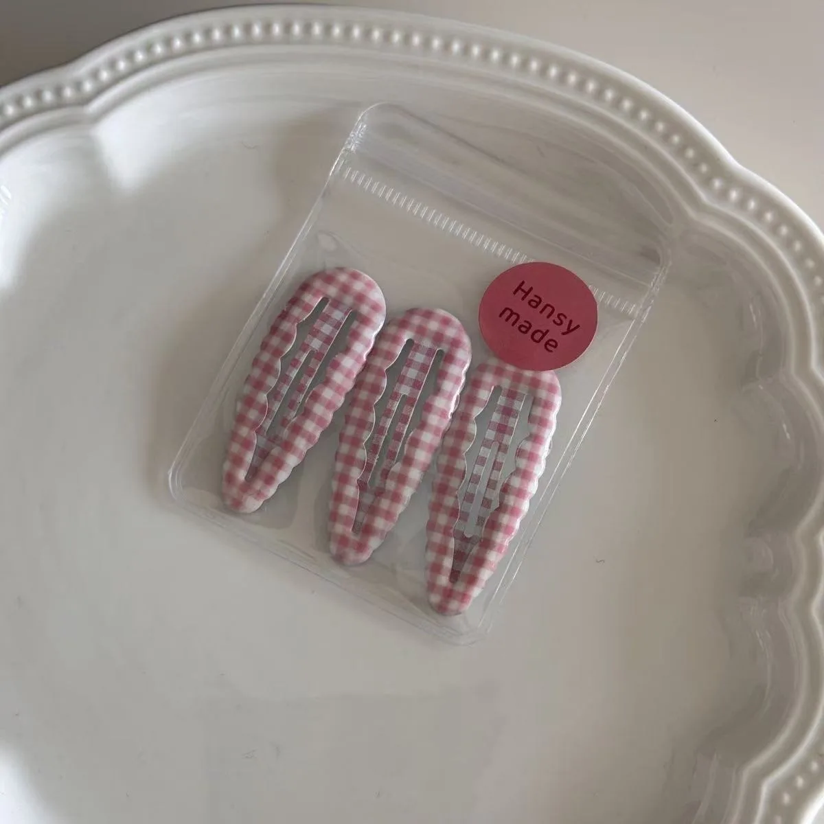 3 Packs Plaid BB Clip Water Droplets Barrettes Wavy Edge Basic Hairpin for Baby Girls Kids Hair Accessories
