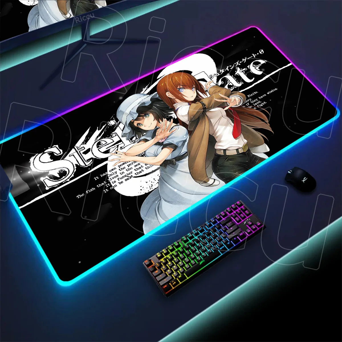 

New Steins Gate Mouse RGB Pad Gamer Pad Gaming Mousepad Mouse Mat Keyboard PC Desk Mat Table Carpet Mausepad Computer Laptop Pad