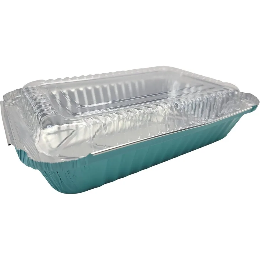 

Colored 1.5 LB Shallow Foil Oblong Pan w/Plastic Lid - Aluminum Pans with Lids for Commercial and Home Kitchens - Durable Foil C