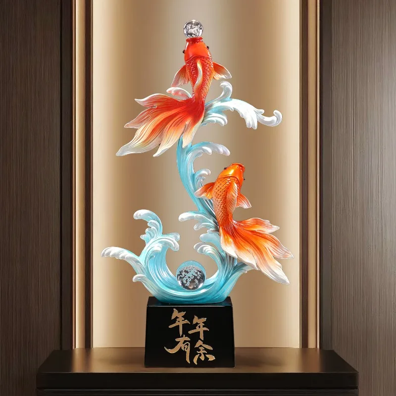 

Entry entrance Lucky brocade lithium has fish ornaments every year, living room niche light luxury high-end decoration housewarm