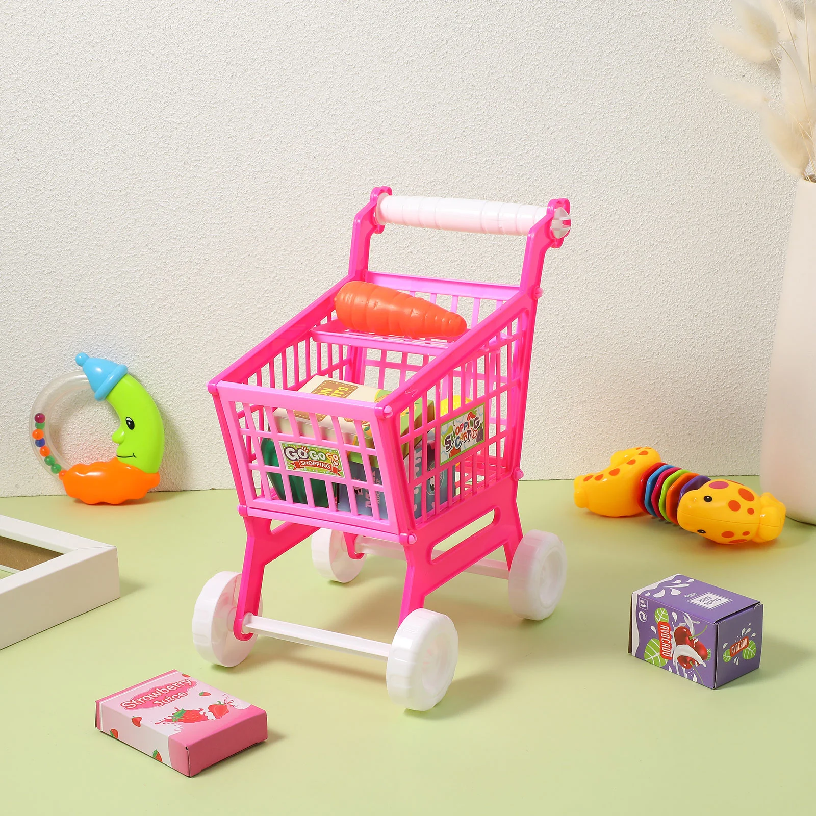 Simulazione Carrello della spesa Giocattolo per bambini Mini carretti della spesa Carrello Supermercato Design realistico Esercizio di stoccaggio Mani in divertimento
