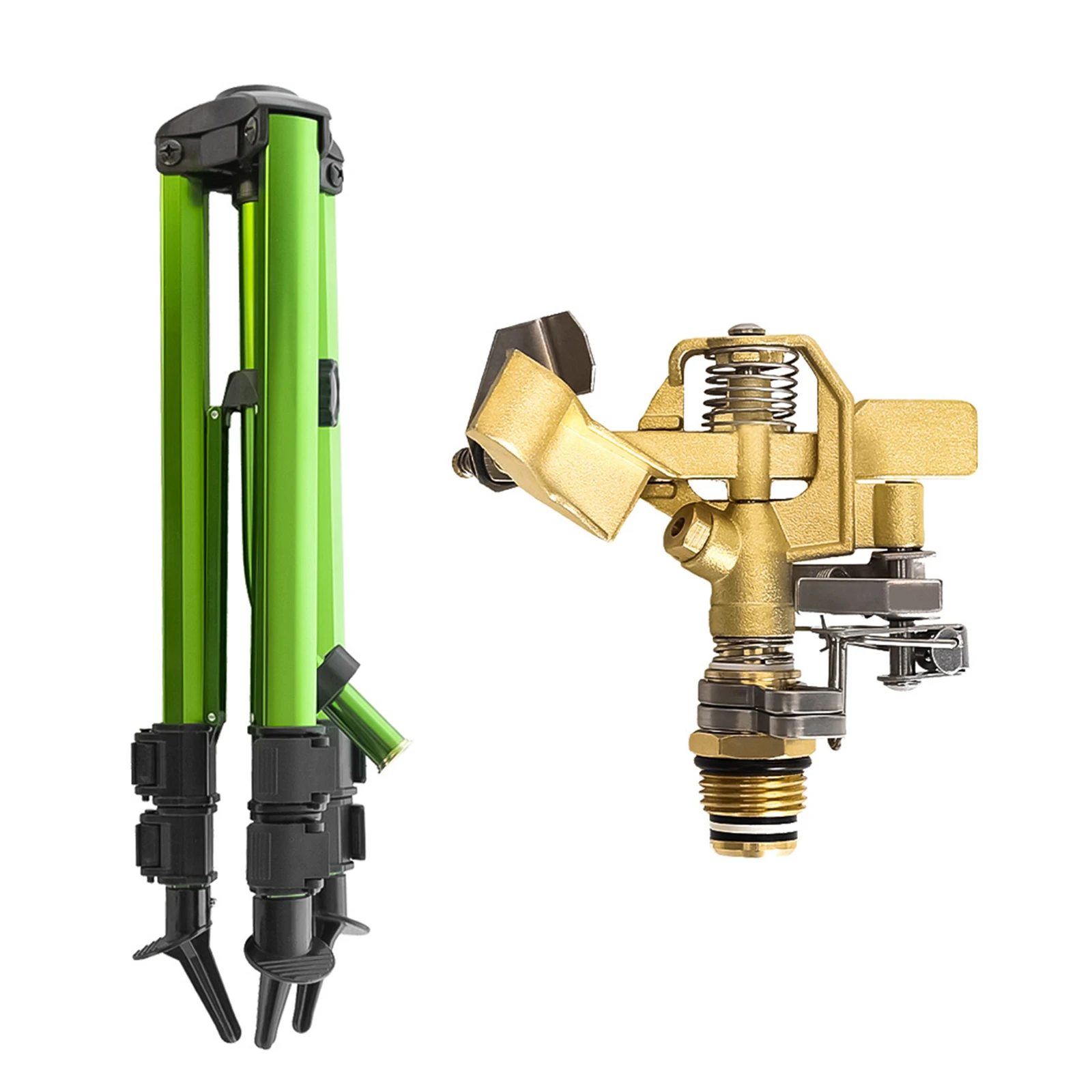 Sprinkler on Tripod Base Heavy Duty Lawn Sprinkler 360 Degree Large Area Irrigation Brass Sprinkler Nozzle and Zinc Alloy 3/4