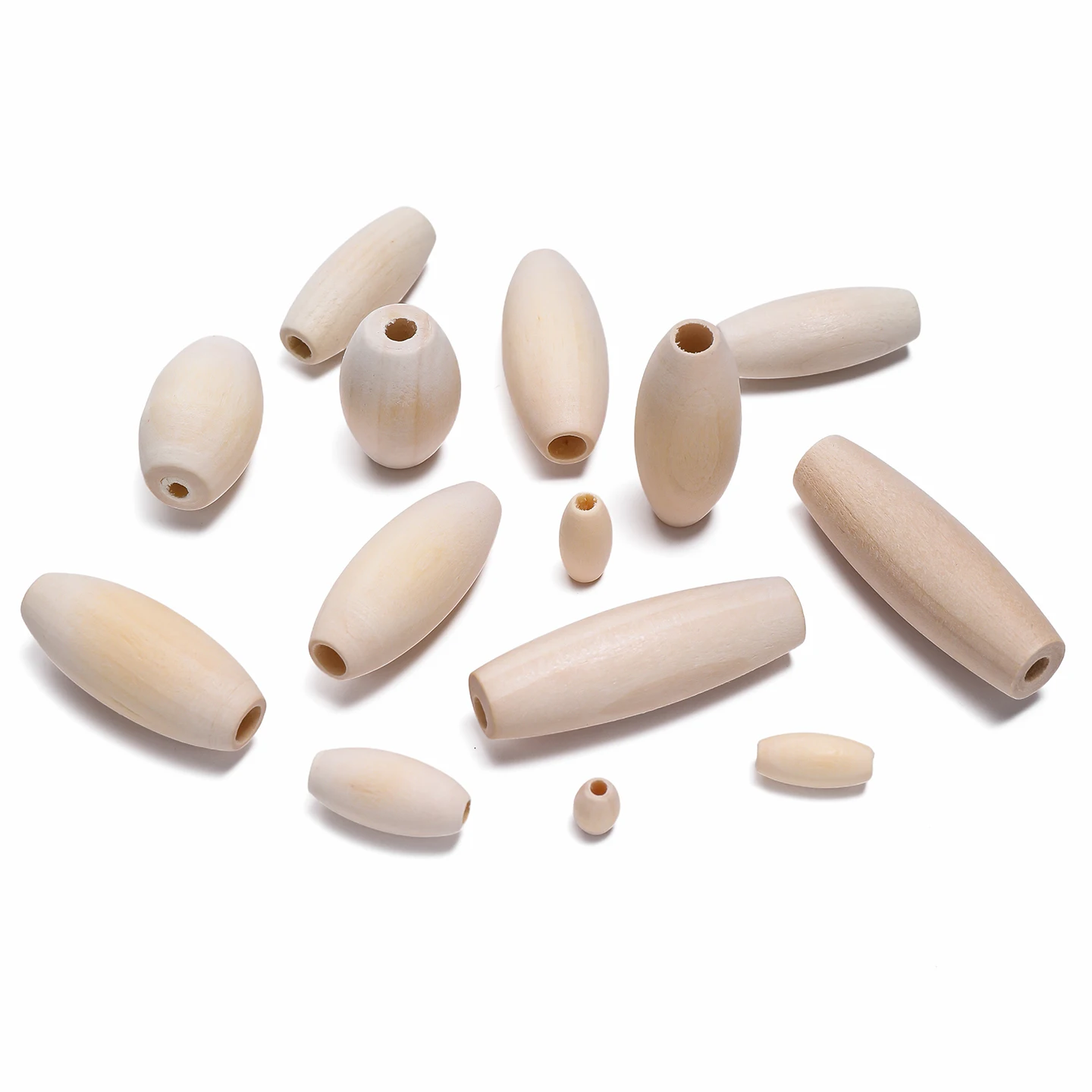 10/20/50/100/200pcs Unfinished Oval Wooden Beads Natural Color Spacer Beads for DIY Necklace Bracelet Jewelry Making Supplies