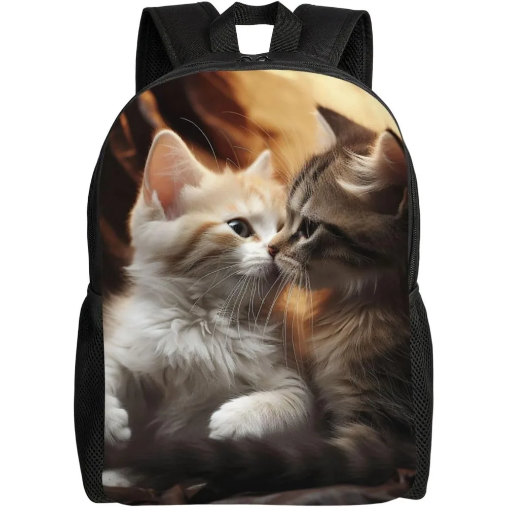 

Cat Kiss Cute Backpack Waterproof Lightweight Laptop Backpack Shoulder Bag Casual Daypack For Women Men