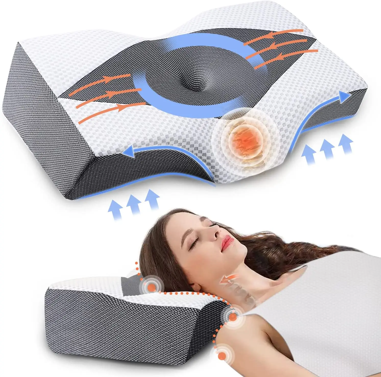 Orthopedic Pillow Slow Rebound Memory Foam Pillow Core Sleep Aid Memory Pillow Ergonomic Pillow Core Orthopedic Pillow Bedding