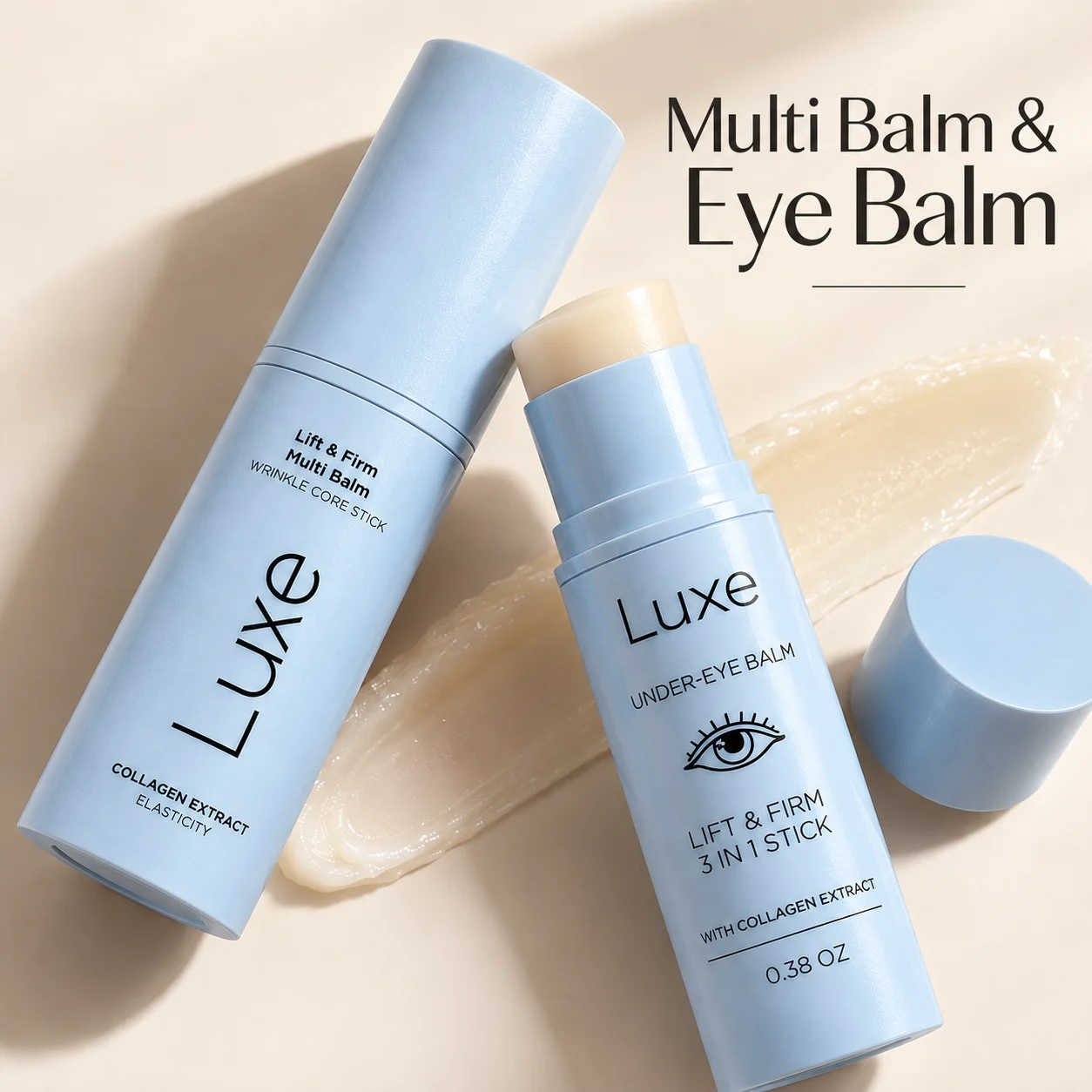 Luxe Under Eye Balm/Lift & Firm Multi Balm Stick With Collagen Boost Skin Elasticity Hydrate Eye Area Portable Multi Stick