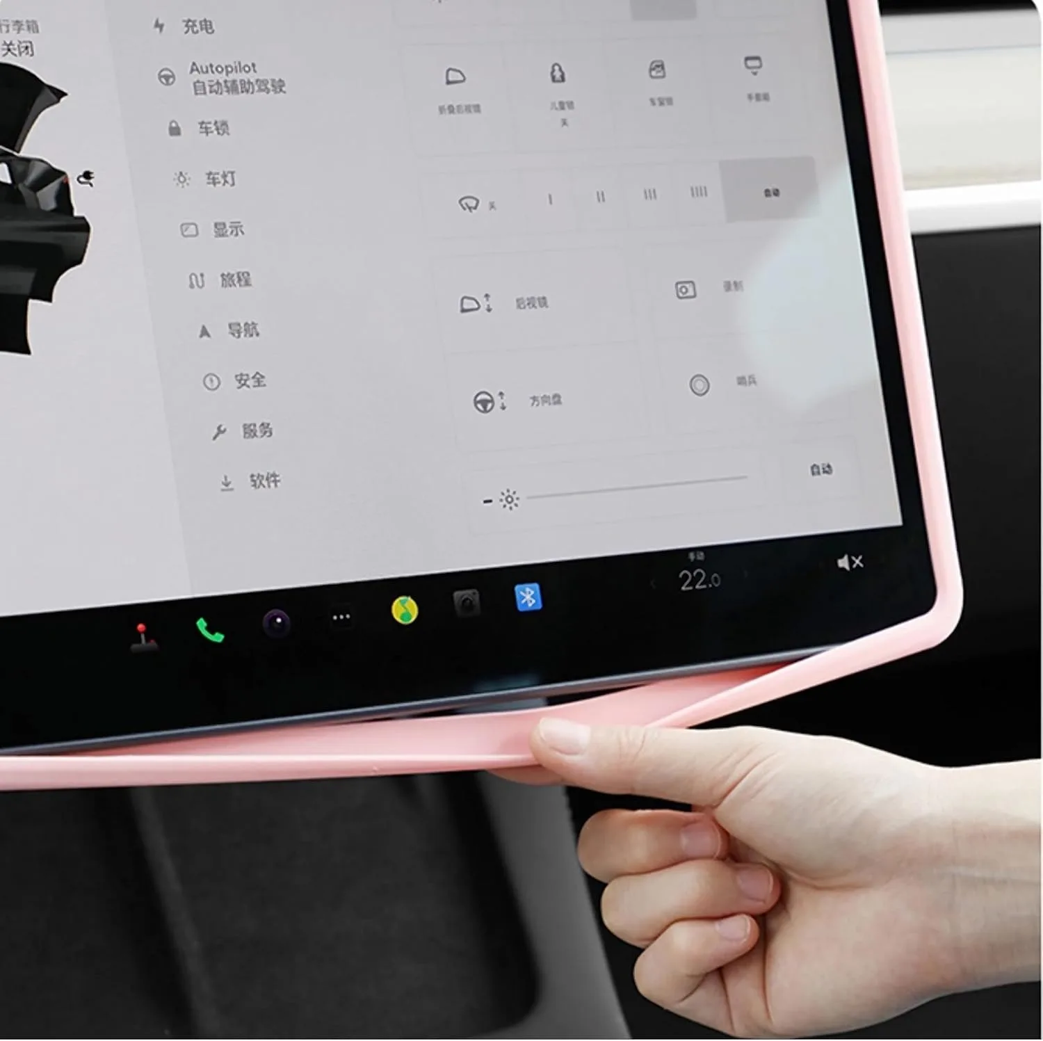 Screen Protector Silicone Frame For Tesla Model Y/3 Center Control Touchscreen,Knee Protection,Skin Friendly,Cover Accessories