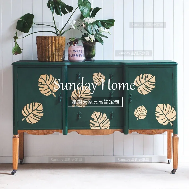 

SS ss7486 French retro painted entrance cabinet American retro chest cabinet Mediterranean locker