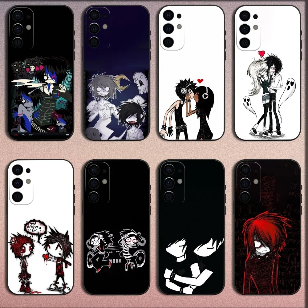

Love Black and Cute Emo Phone Case For Samsung S25,S24,S21,S22,S23,S30,Ultra,S20,Plus,Fe,Lite,Note,10,9,5G Black Soft Cover
