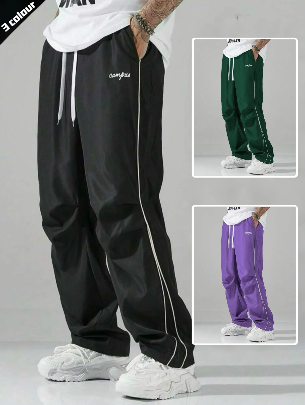 

Men's Striped Three - Color Athletic Pants with Pockets, Great for Fitness Sessions, Jogging & Sports Activities