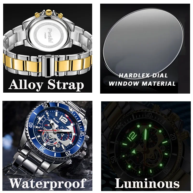 Luxury Business Watch for Men Trendy High end Versatile Luminous Quartz Watches Waterproof Calendar Male\'s Clock Watch Gifts