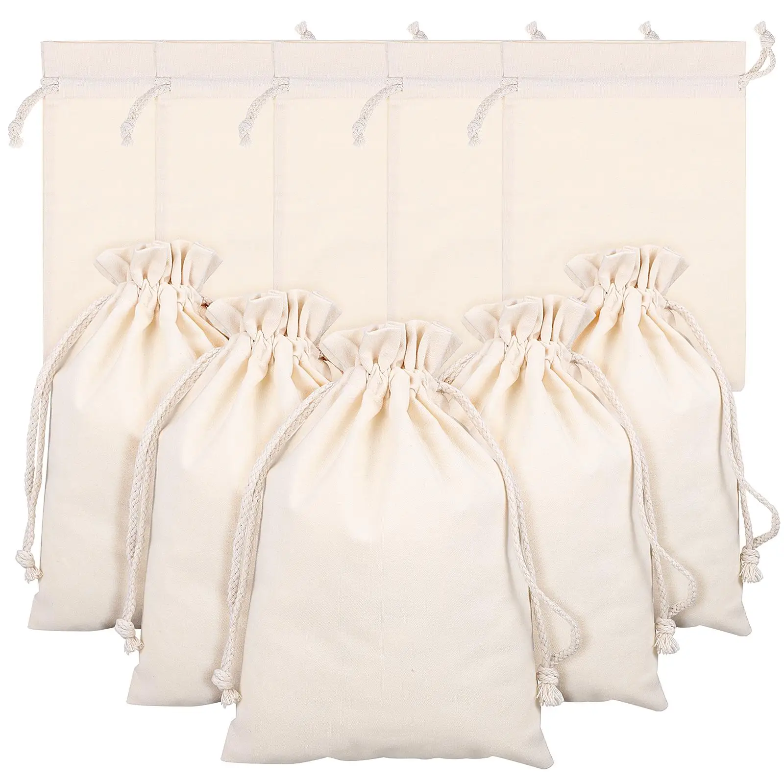 

10 Pcs 8-an Fungus Drawstring Cotton Cloth Bags Fabric for Storage Pouches Manual Muslin Large