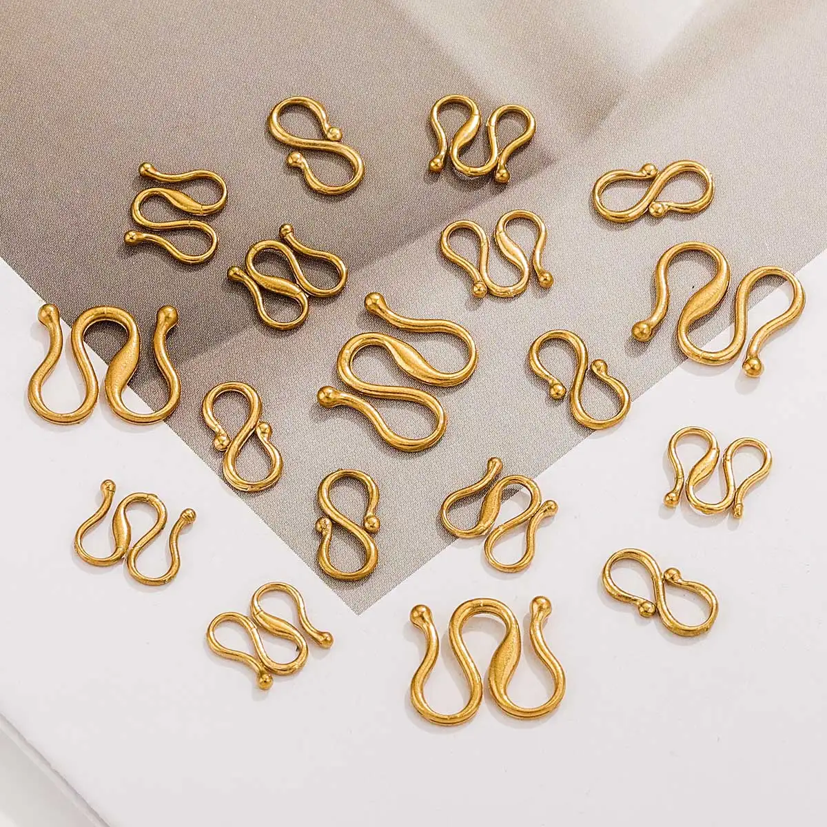 10pcs Stainless Steel Strong S M Shape Diy Necklace Clasps Hooks 18K gold plated End Clasps for Necklace Bracelet Jewelry Making