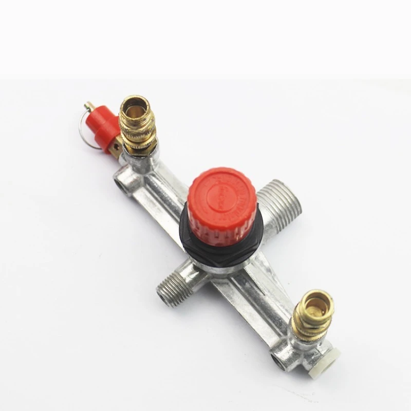 Air Compressor Pressure Switch Manifold Assembly with Safety Valve, 2-Way Outlet Bracket for Belt Driven Air Pump